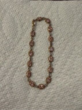 Solid Gold 10k Delicate Pink Stone Gold-Tone Link bracelet